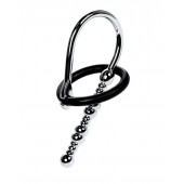 Серебристый уретральный плаг-бусины TOYFA Metal с мягким фиксириющим кольцом - ToyFa - купить с доставкой в Курске