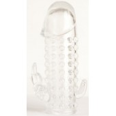 Гелевая прозрачная насадка с 2 отростками - 13 см. - Toyfa Basic - в Курске купить с доставкой