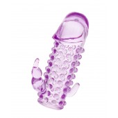 Закрытая фиолетовая насадка с 2 отростками - 13 см. - Toyfa Basic - в Курске купить с доставкой