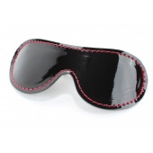 Чёрная перфорированная маска из кожи с красной строчкой - БДСМ Арсенал - купить с доставкой в Курске