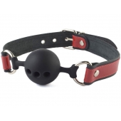 Кляп-шар на черно-красных кожаных ремешках - Sitabella - купить с доставкой в Курске Кляп-шар на черно-красных кожаных ремешках - Sitabella - купить с доставкой в Курске