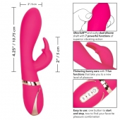 Розовый силиконовый вибратор с клиторальным отростком Signature Silicone Ultra-Soft Rabbit - 22,75 см. - California Exotic Novelties