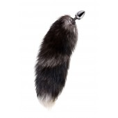 Серебристая металлическая анальная втулка с хвостом чернобурой лисы - размер S - ToyFa - купить с доставкой в Курске