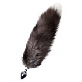 Серебристая металлическая анальная втулка с хвостом чернобурой лисы - размер S - ToyFa - купить с доставкой в Курске