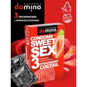 Презервативы для орального секса DOMINO Sweet Sex с ароматом клубничного коктейля  - 3 шт. - Domino - купить с доставкой в Курске