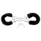 Меховые чёрные наручники Beginner s Furry Cuffs - Pipedream - купить с доставкой в Курске