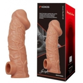 Телесная насадка на фаллос с отверстием для мошонки EXTREME SLEEVE - 17,6 см. - KOKOS - в Курске купить с доставкой