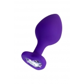 Фиолетовая анальная втулка Diamond Heart с прозрачным кристаллом - 8 см. - ToyFa - купить с доставкой в Курске