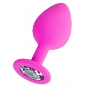 Розовая анальная втулка Brilliant с прозрачным кристаллом - 8 см. - ToyFa - купить с доставкой в Курске