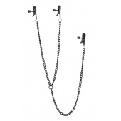 Черные зажимы на соски и клитор на цепочке DELUXE NIPPLE   CLIT CLAMPS - Dream Toys - купить с доставкой в Курске