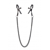 Черные зажимы на соски на цепочке BLAZE DELUXE NIPPLE CLAMPS - Dream Toys - купить с доставкой в Курске