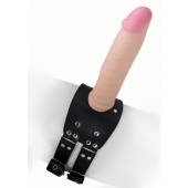 Черный узкий пояс на бедро с телесной насадкой - LOVETOY (А-Полимер) - купить с доставкой в Курске