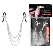 Оригинальные зажимы на соски с тройной цепочкой - Notabu - купить с доставкой в Курске Оригинальные зажимы на соски с тройной цепочкой - Notabu - купить с доставкой в Курске