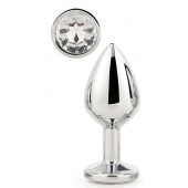 Серебристая анальная втулка с прозрачным кристаллом - 7,1 см. - Dream Toys - купить с доставкой в Курске