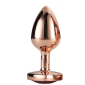 Золотистая анальная втулка с кристаллом-сердечком розового цвета - 7,1 см. - Dream Toys - купить с доставкой в Курске