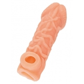 Телесная закрытая насадка с венками Cock Sleeve Size M - 15,6 см. - KOKOS - в Курске купить с доставкой