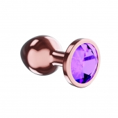 Пробка цвета розового золота с фиолетовым кристаллом Diamond Amethyst Shine S - 7,2 см. - Lola Games - купить с доставкой в Курске