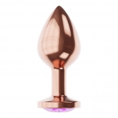 Пробка цвета розового золота с фиолетовым кристаллом Diamond Amethyst Shine S - 7,2 см. - Lola Games - купить с доставкой в Курске
