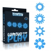 Набор из 4 голубых, светящихся в темноте эрекционных колец Lumino Play - Lovetoy - в Курске купить с доставкой