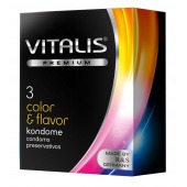 Цветные ароматизированные презервативы VITALIS PREMIUM color   flavor - 3 шт. - Vitalis - купить с доставкой в Курске