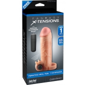 Телесная вибронасадка с кольцом  Vibrating Real Feel 1 Extension - 14 см. - Pipedream - в Курске купить с доставкой