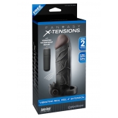 Чёрная вибронасадка с кольцом Vibrating Real Feel 2 Extension - 16 см. - Pipedream - в Курске купить с доставкой