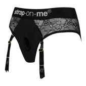 Черные трусики для насадок Diva Lingerie Harness - size S - Strap-on-me - купить с доставкой в Курске
