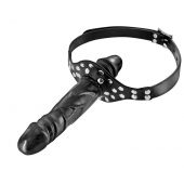 Черный кляп-фаллоимитатор Double Penis Gag - Fetish Tentation - купить с доставкой в Курске