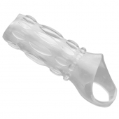 Насадка на пенис с кольцом для мошонки Clear Sensations Enhancer Sex Sleeve - 11,5 см. - XR Brands - в Курске купить с доставкой