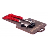 Металлические зажимы на соски с красными замшевыми кисточками - Crazy Handmade - купить с доставкой в Курске Металлические зажимы на соски с красными замшевыми кисточками - Crazy Handmade - купить с доставкой в Курске