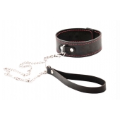 Черный широкий ошейник с красной строчкой и поводком - Crazy Handmade - купить с доставкой в Курске Черный широкий ошейник с красной строчкой и поводком - Crazy Handmade - купить с доставкой в Курске