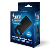 Черная открытая насадка на пенис с кольцом для мошонки XXXL-size - 9,9 см. - Sex Expert - в Курске купить с доставкой
