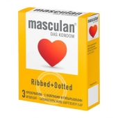 Презервативы с колечками и пупырышками Masculan Ribbed+Dotted - 3 шт. - Masculan - купить с доставкой в Курске