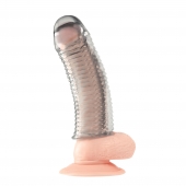 Текстурированная насадка на пенис Clear Textured Penis Enhancing Sleeve Extension - 16,5 см. - BlueLine - в Курске купить с доставкой