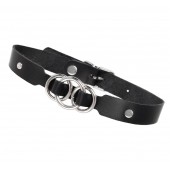 Черный кожаный ошейник со связанными кольцами - Pecado - купить с доставкой в Курске