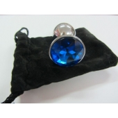 Анальное украшение BUTT PLUG  Small с синим кристаллом - 7 см. - Anal Jewelry Plug - купить с доставкой в Курске