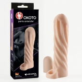Телесная насадка-удлинитель Okoto со спиралевидным рельефом - 16 см. - Sitabella - в Курске купить с доставкой