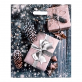 Новогодний пакет с принтом в виде подарков и вырубной ручкой (45х38 см) - Сима-Ленд - купить с доставкой в Курске