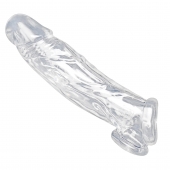 Прозрачная насадка для увеличения члена Realistic Clear Penis Enhancer and Ball Stretcher - 20,3 см. - XR Brands - в Курске купить с доставкой