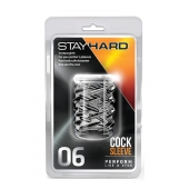 Прозрачная насадка с объёмными чёрточками STAY HARD COCK SLEEVE 06 CLEAR - Blush Novelties - в Курске купить с доставкой