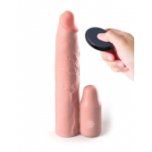 Телесная вибронасадка на член 3  Vibrating Mega X-tension with Remote - 22,9 см. - Pipedream - в Курске купить с доставкой