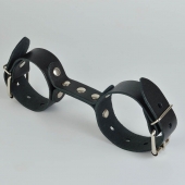 Черные кожаные наручники-фиксатор - Sitabella - купить с доставкой в Курске