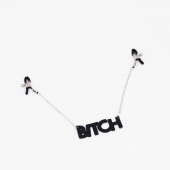 Зажимы на соски с кожаной подвеской Bitch - Crazy Handmade - купить с доставкой в Курске