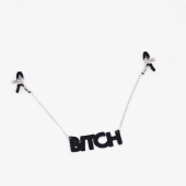 Зажимы на соски с кожаной подвеской Bitch - Crazy Handmade - купить с доставкой в Курске