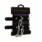 Черно-фиолетовые скругленные наручники с мягкой подкладкой - Crazy Handmade - купить с доставкой в Курске Черно-фиолетовые скругленные наручники с мягкой подкладкой - Crazy Handmade - купить с доставкой в Курске