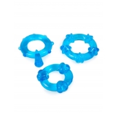 Набор из 3 синих эрекционных колец с различным рельефом - Erowoman-Eroman - в Курске купить с доставкой