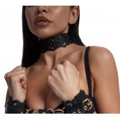 Черный ажурный чокер с золотистой фурнитурой - Crazy Handmade - купить с доставкой в Курске