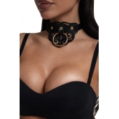 Черный чокер с клепками и золотистой фурнитурой - Crazy Handmade - купить с доставкой в Курске Черный чокер с клепками и золотистой фурнитурой - Crazy Handmade - купить с доставкой в Курске