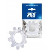 Прозрачное эрекционное кольцо со стимулирующими шариками - Sex Expert - в Курске купить с доставкой