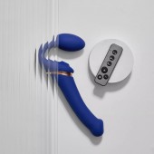 Синий безремневой страпон Multi Orgasm Bendable Strap-On size XL с клиторальной стимуляцией - Strap-on-me - купить с доставкой в Курске